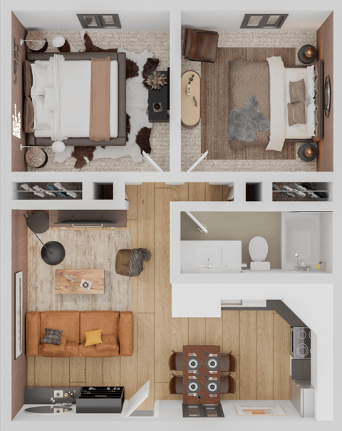 Floor plan for 2 beds, 1 bath, 800 sqft